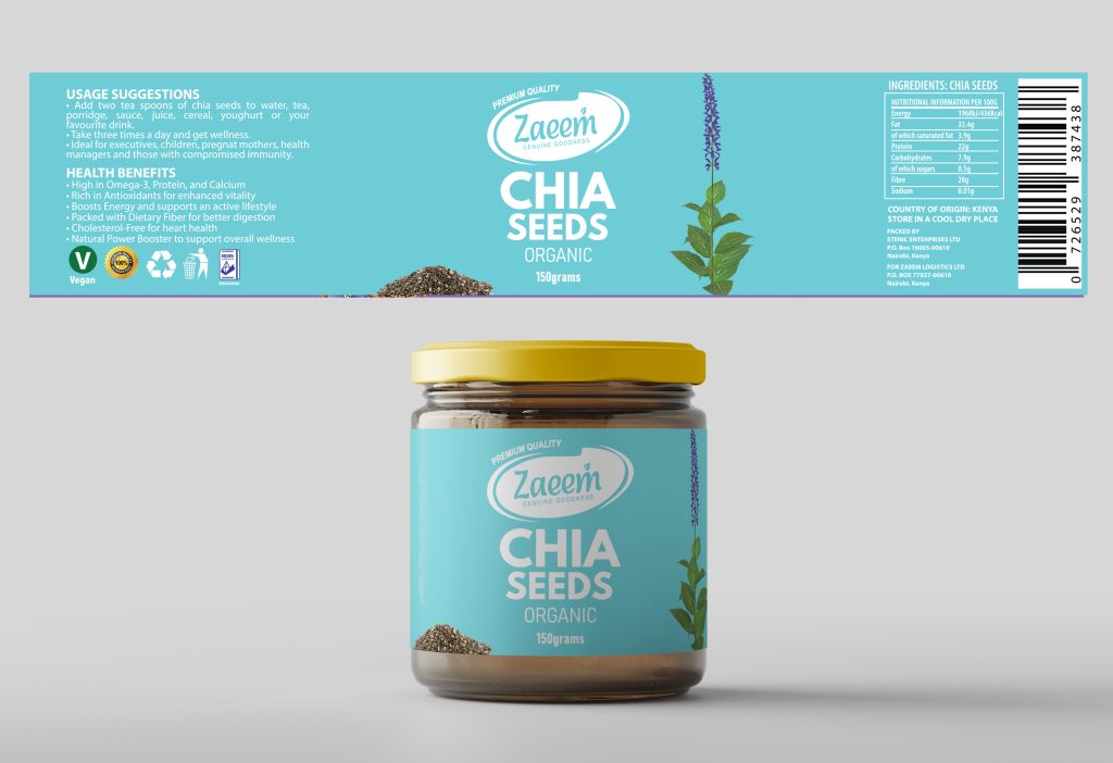organic chia seeds label design